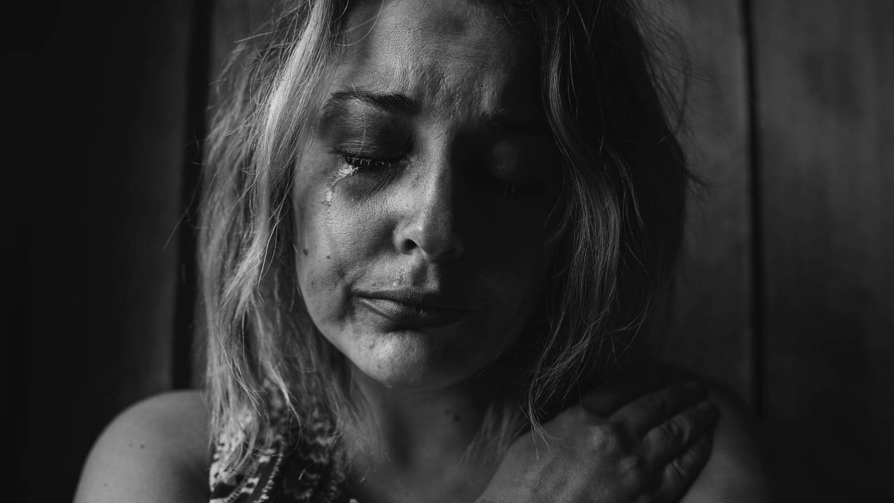 Crying and depressed woman