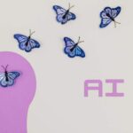 Artificial Intelligence - pink head with butterflies around